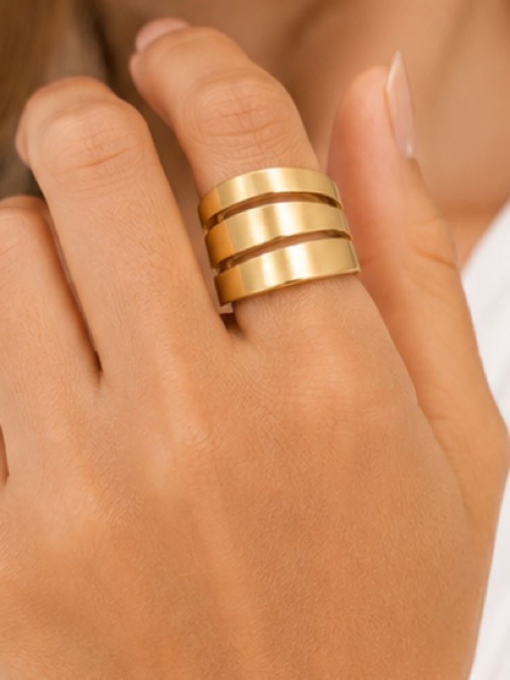 NEW - Gold Layered Open Ring | Adjustable Statement Ring | Gold Finish I Sz 7